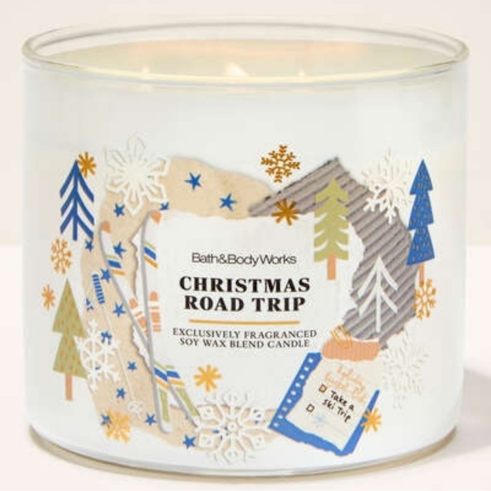 Christmas Road Trip Candle - White and Blue